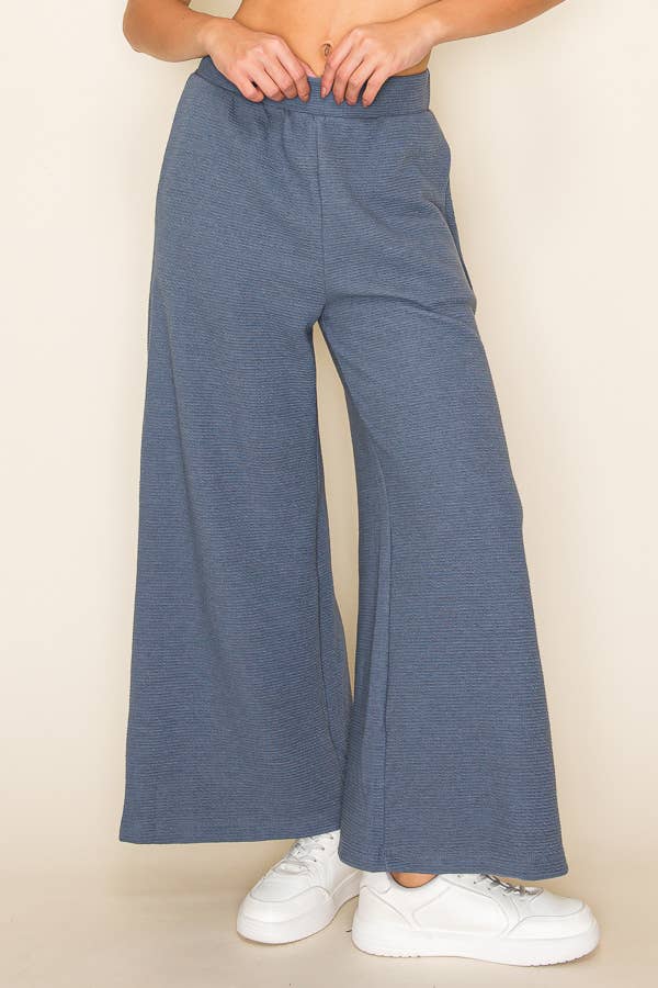 CLOUDY KNIT WIDE-LEGGED PANTS: Black / L