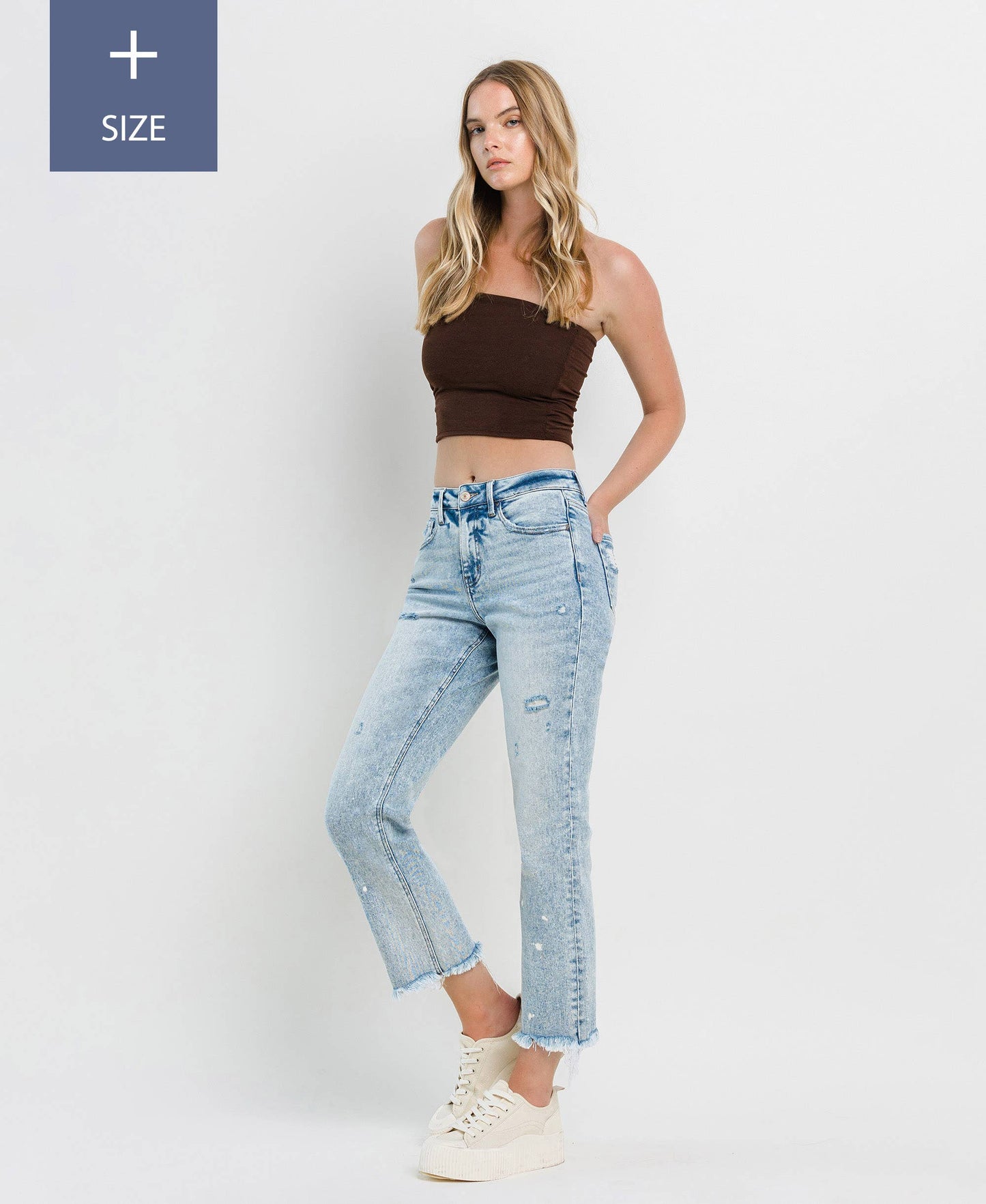 PLUS SIZE TUMMY CONTROL HIGH RISE STRAIGHT JEANS LV1295-P: DISCOVER ME / 16
