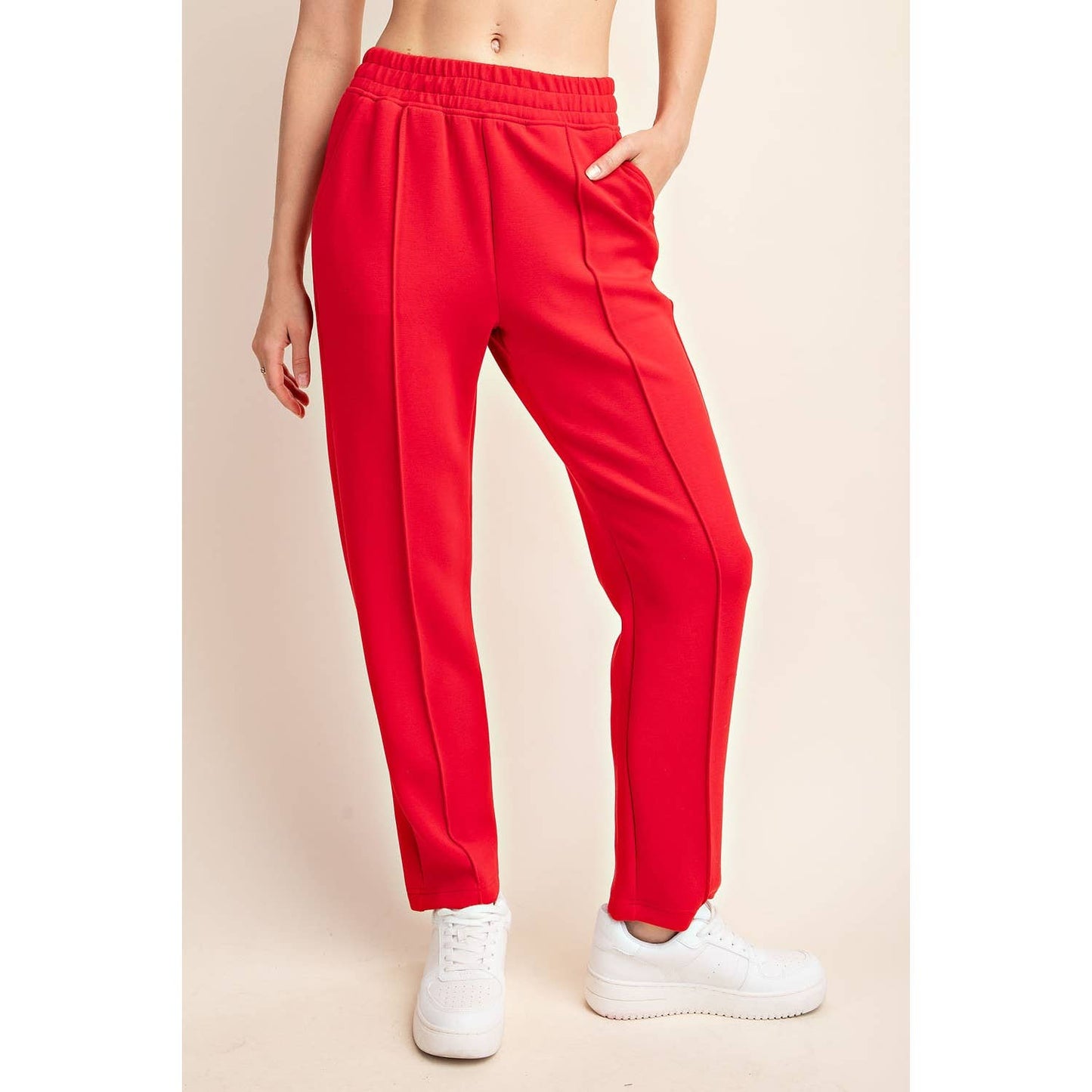 MODAL POLY SPAN SCUBA PINTUCK PANT: Mocha / S