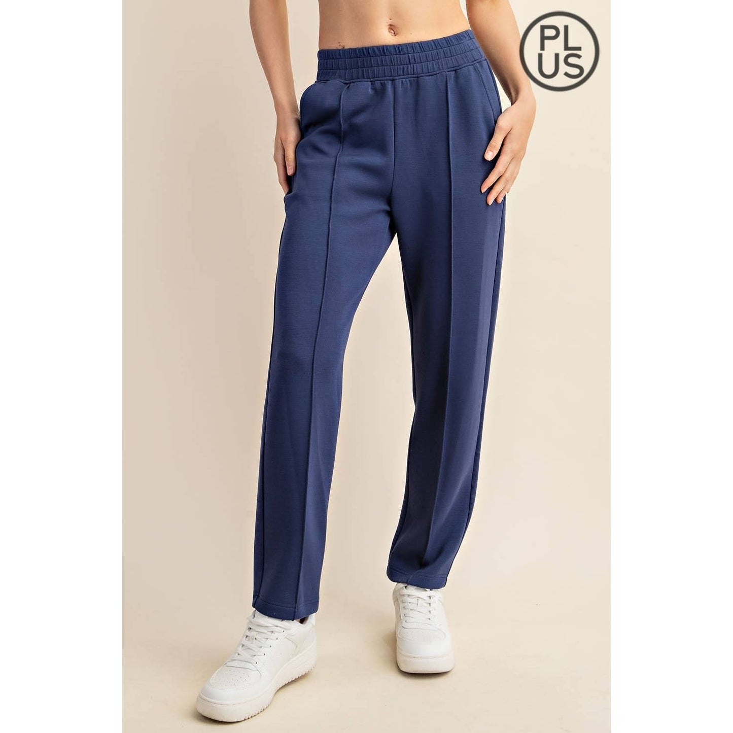 PLUS SIZE MODAL POLY SPAN SCUBA PINTUCK PANT: Mocha / 2X
