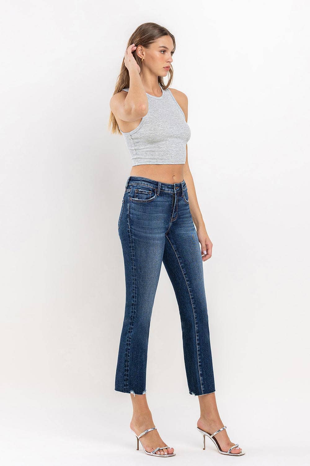 MID RISE CROPPED MINI BOOTCUT JEANS LV1223: PORTABLE / 26