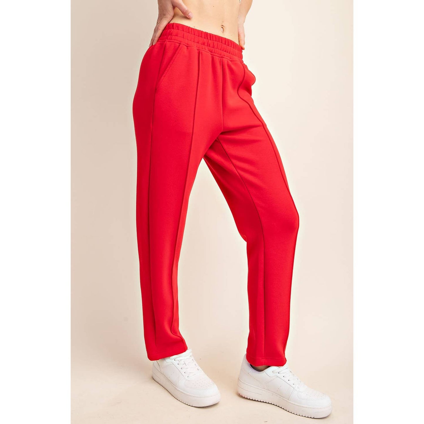 MODAL POLY SPAN SCUBA PINTUCK PANT: Mocha / S