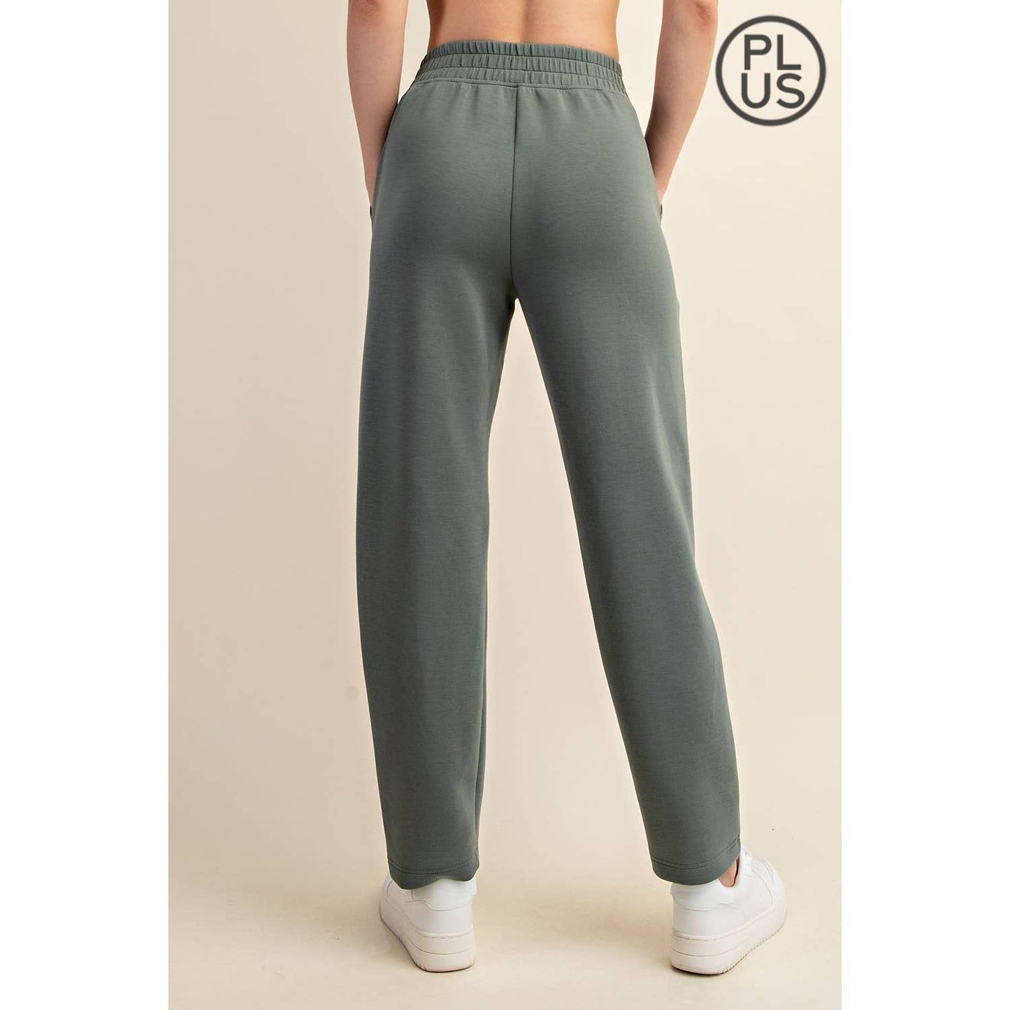 PLUS SIZE MODAL POLY SPAN SCUBA PINTUCK PANT: Mocha / 2X