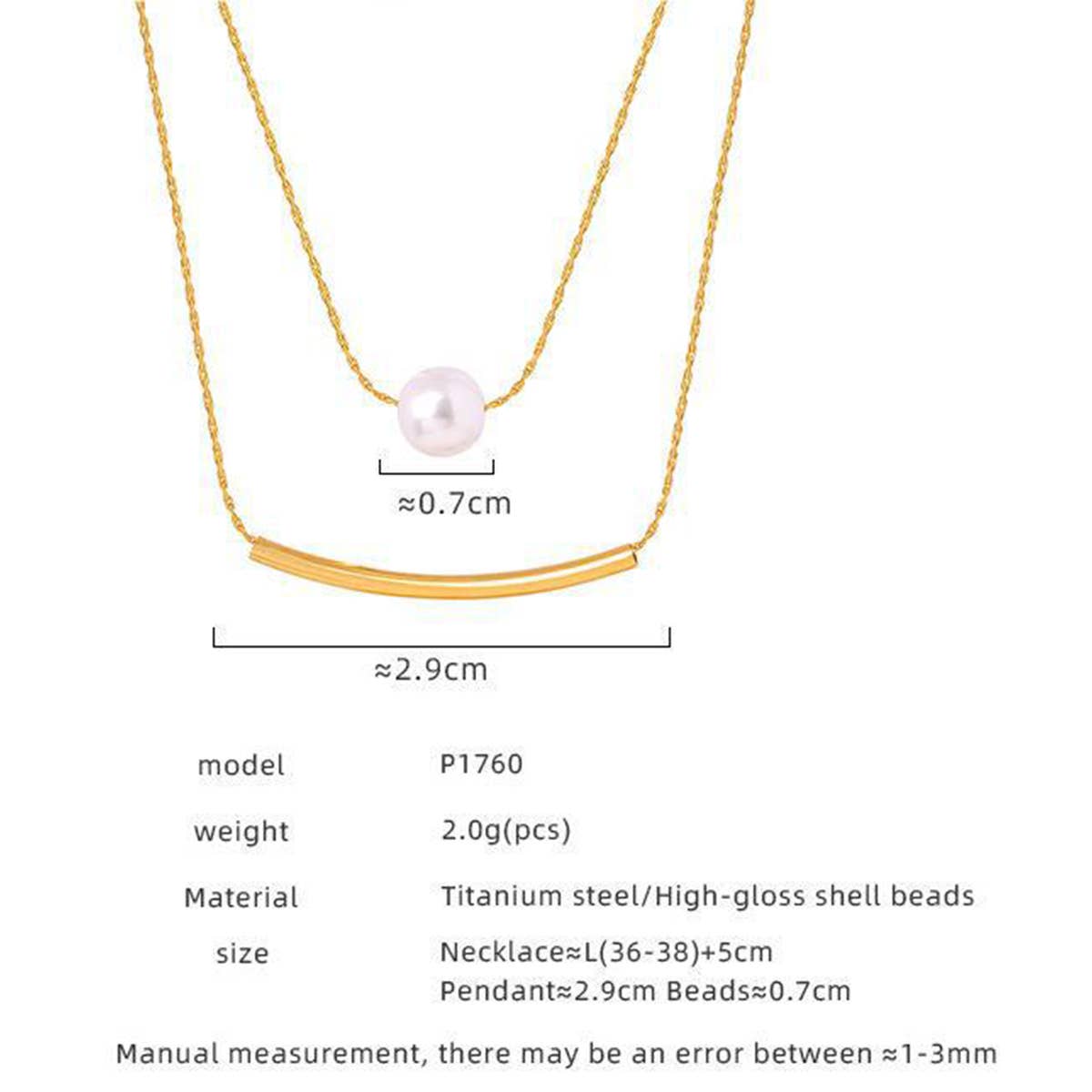 TITANIUM STEEL NECKLACE WITH PEARL PENDANT_CWAJE1091: TYPE1 / (OS) 2