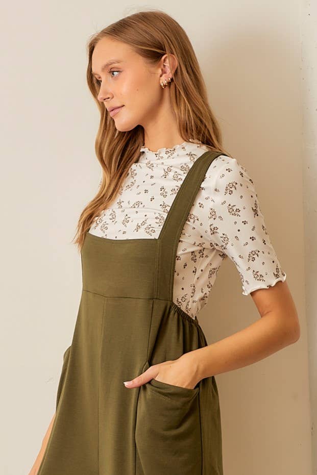 FLORAL PRINTED RIB KNIT LETTUCE EDGE TOP: IVORY / M