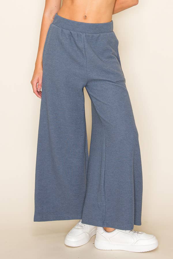 CLOUDY KNIT WIDE-LEGGED PANTS: Black / XL