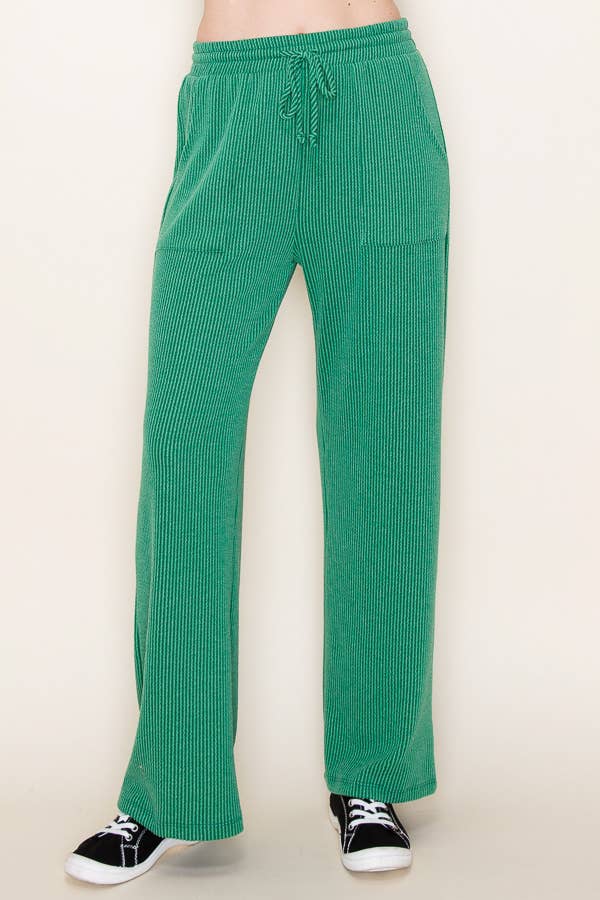 RIBBED PANTS WITH POCKETS: Charcoal / Large