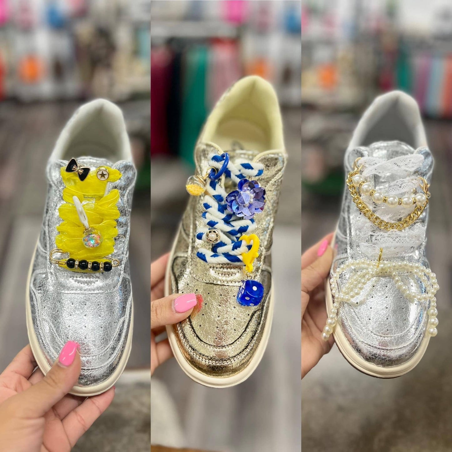 Shoe Charms Trendy Sneaker Jewels Shoelaces & Charm Set : Bows