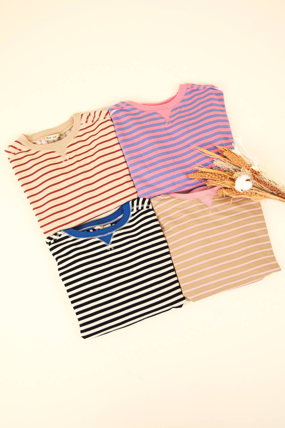 NT11927-Stripe Comfy Casual Oversized Knit Top: BLACK/WHITE / S-M-L/2-2-2