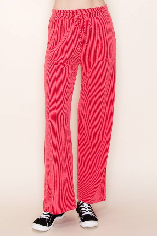 RIBBED PANTS WITH POCKETS: Charcoal / Large