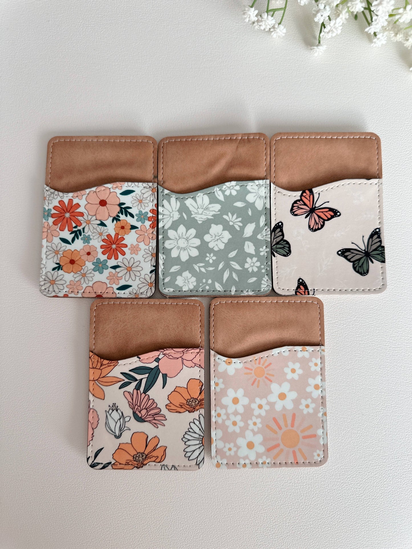 Phone Wallet, Card Holder, Stick on Phone Wallet,: #10 Neutral Bows