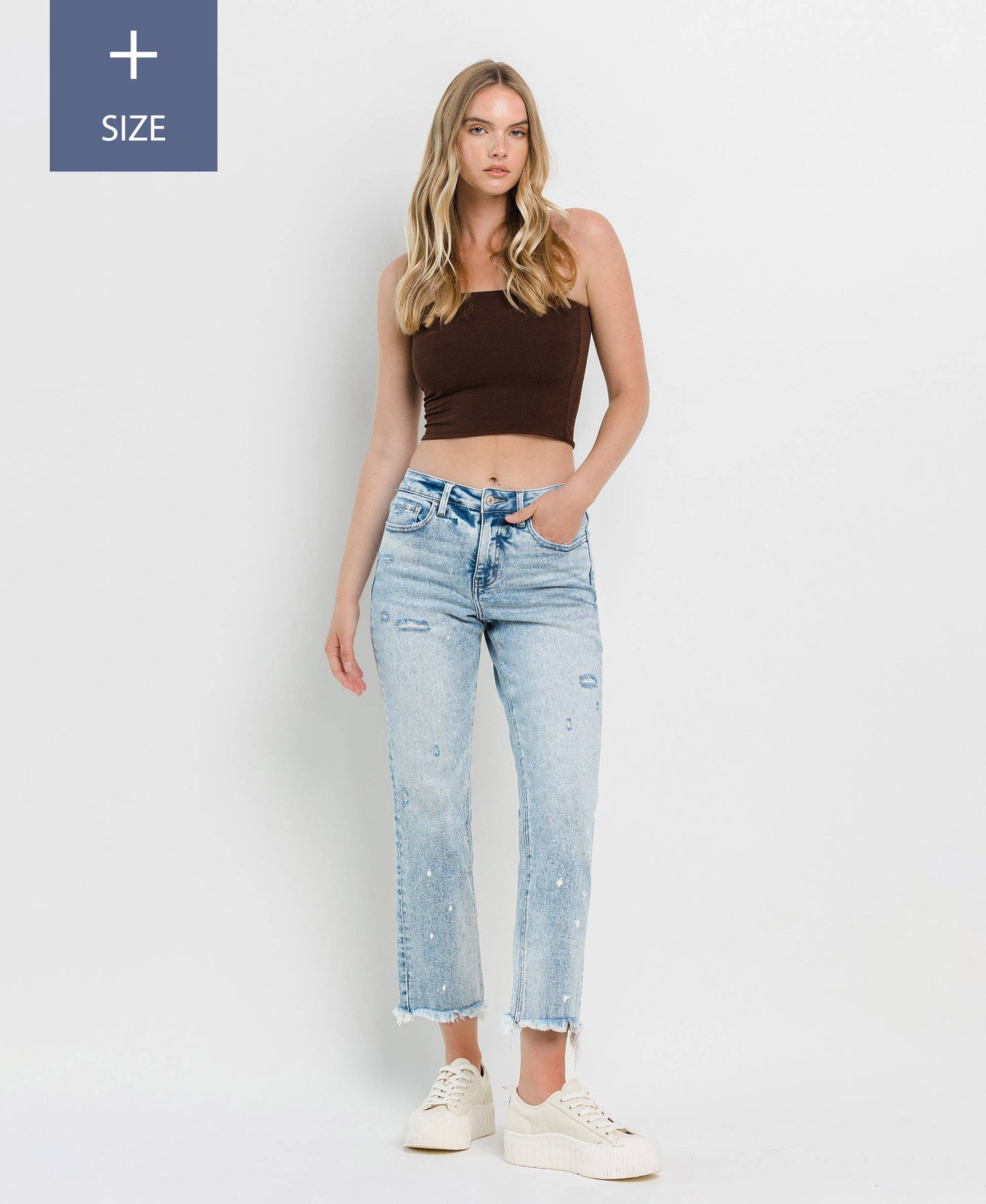 PLUS SIZE TUMMY CONTROL HIGH RISE STRAIGHT JEANS LV1295-P: DISCOVER ME / 16
