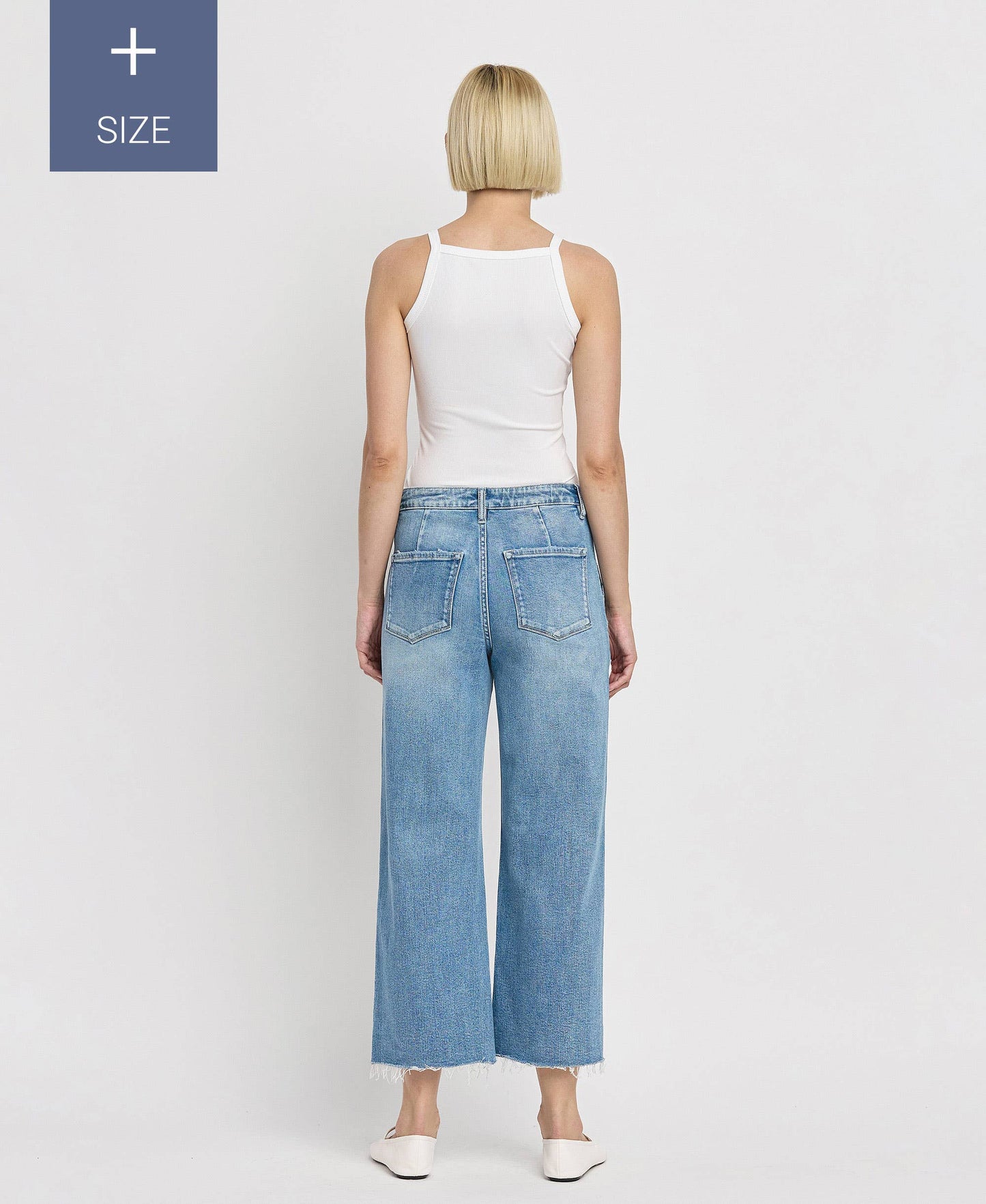 PLUS SIZE HIGH RISE CROP CARPENTER WIDE JEANS LV1439-P: SOLICITOUS / 18