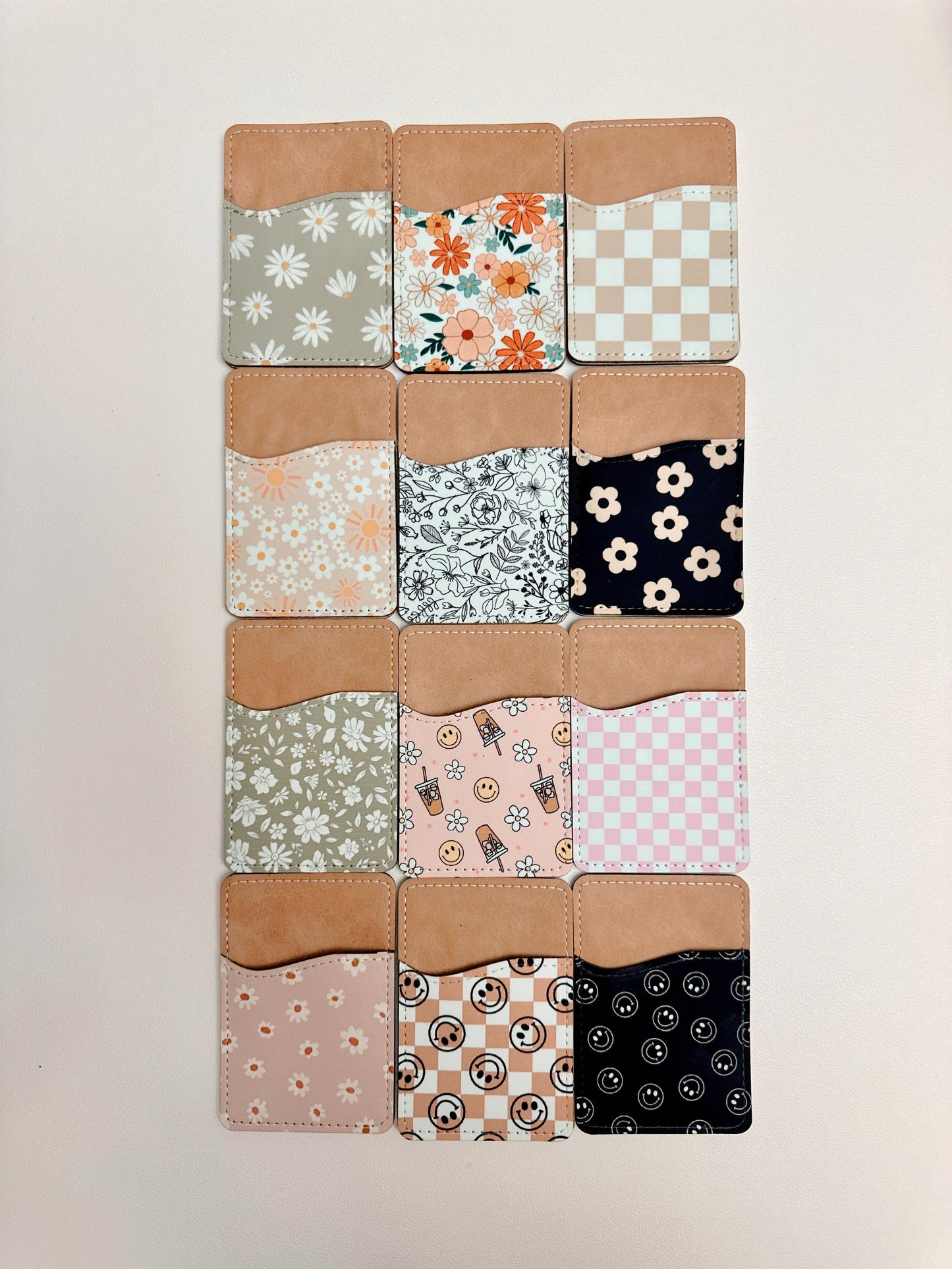 Phone Wallet, Card Holder, Stick on Phone Wallet,: #2 Colorful Flowers