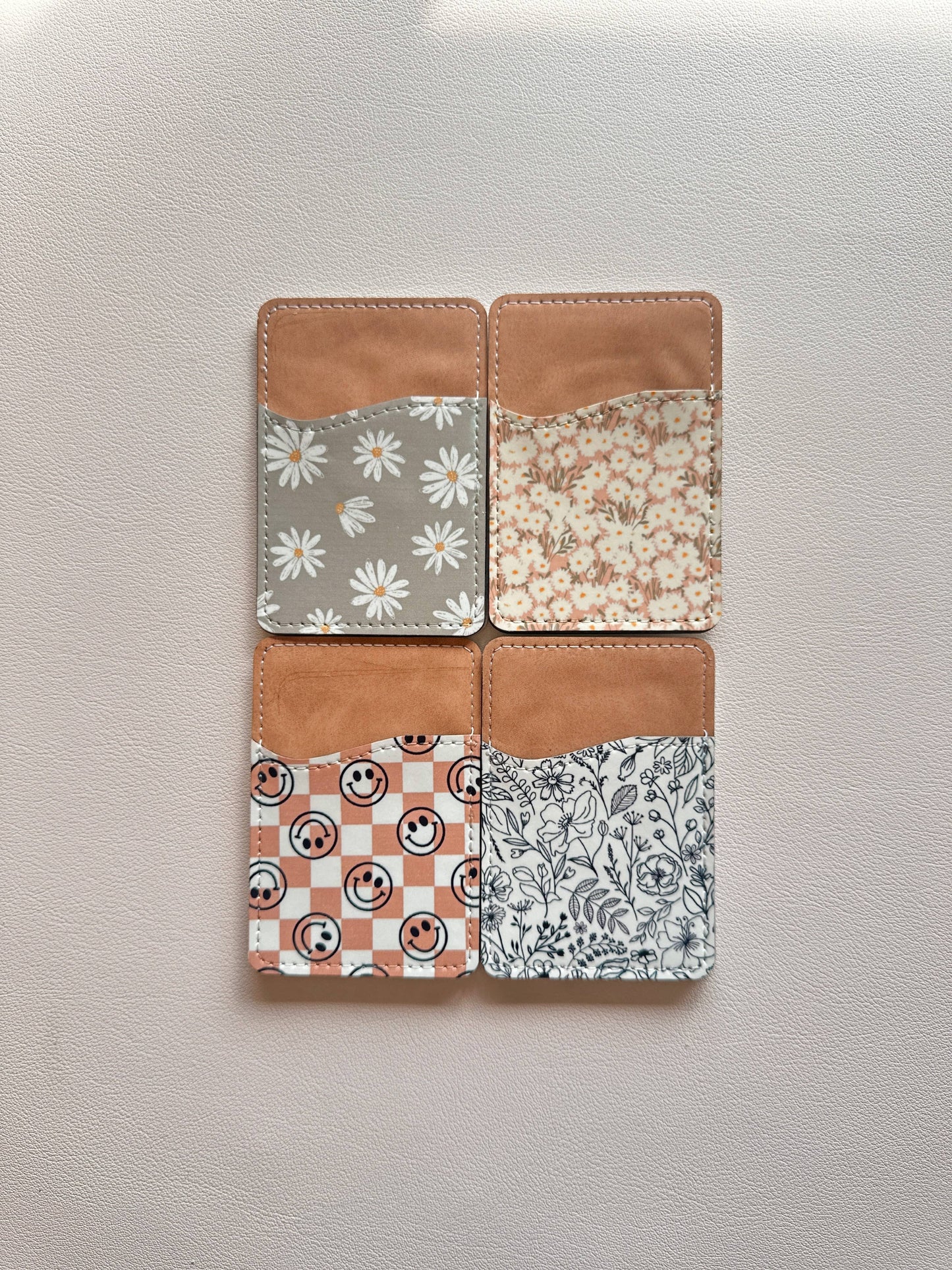 Phone Wallet, Card Holder, Stick on Phone Wallet,: #2 Colorful Flowers