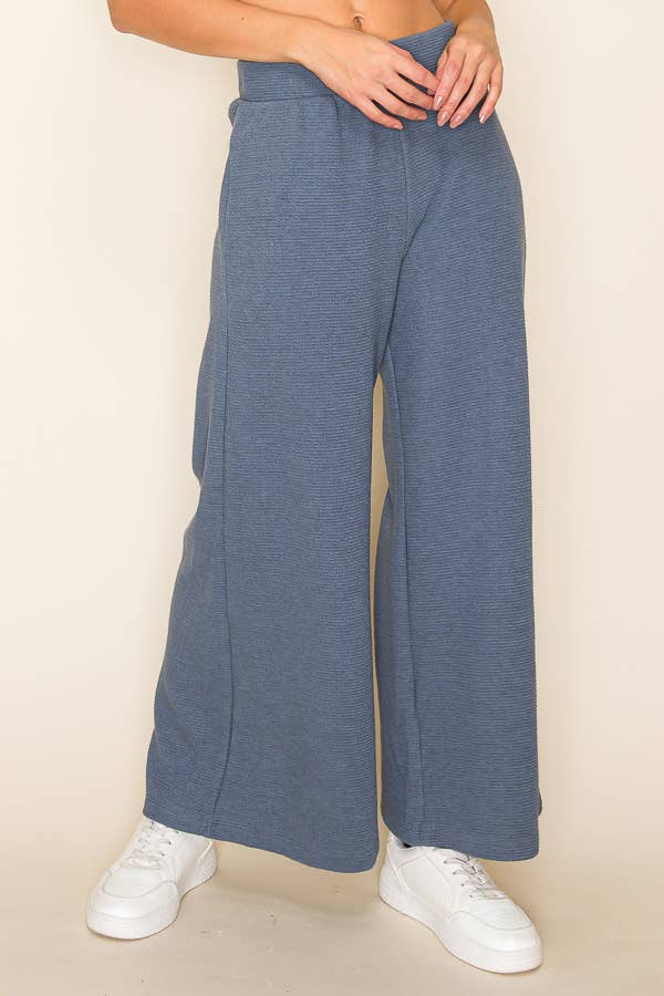 CLOUDY KNIT WIDE-LEGGED PANTS: Black / L