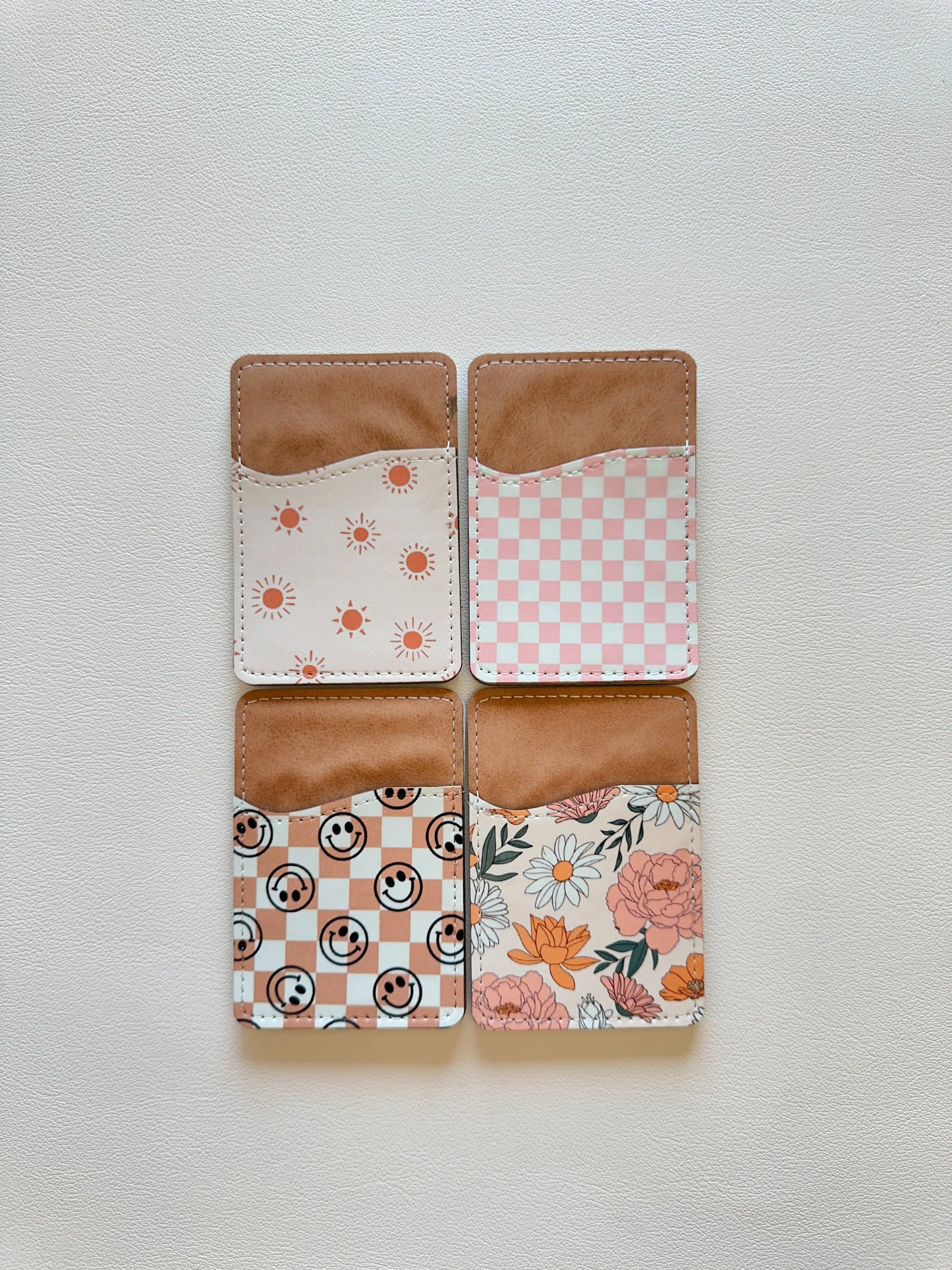 Phone Wallet, Card Holder, Stick on Phone Wallet,: #2 Colorful Flowers
