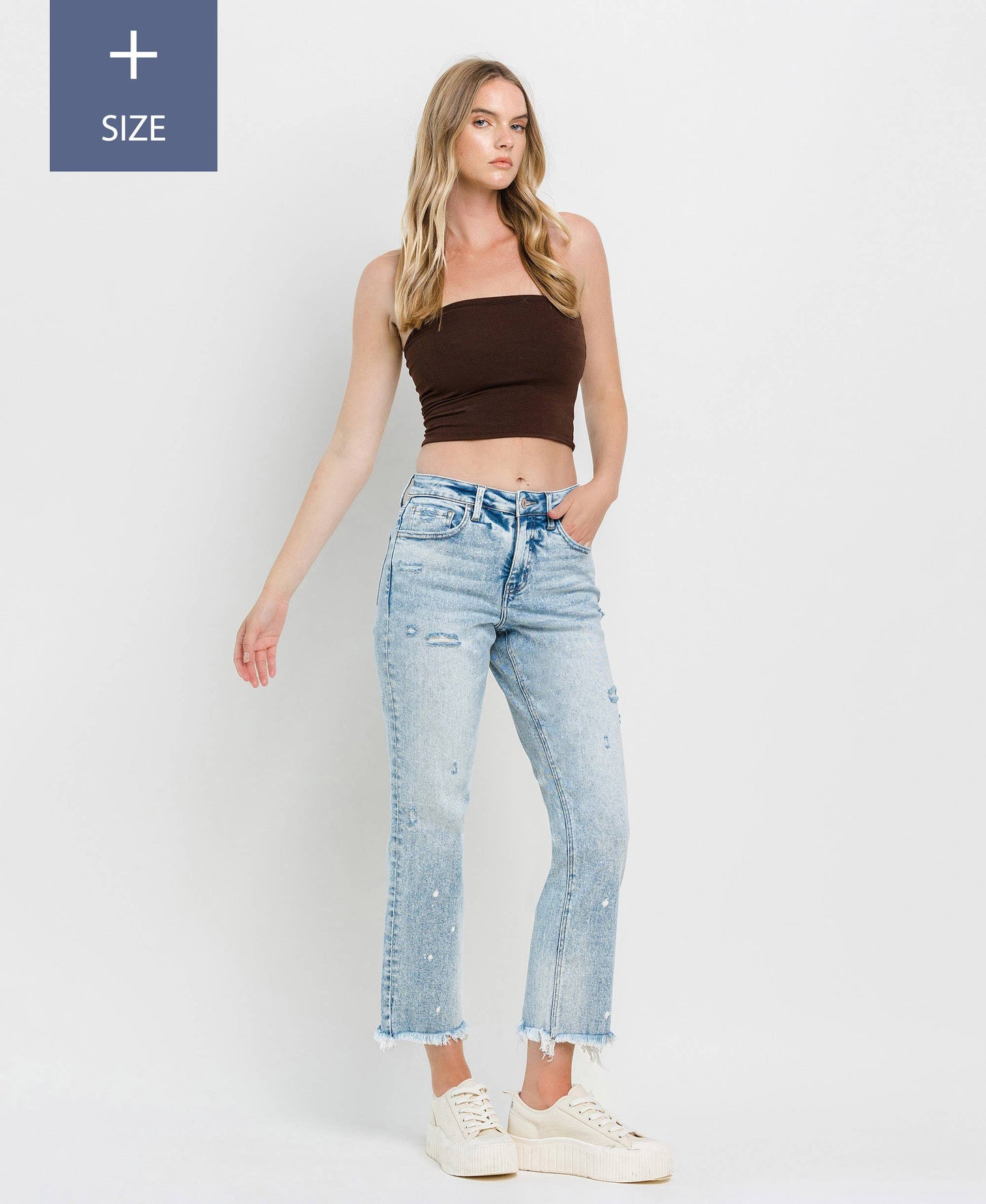 PLUS SIZE TUMMY CONTROL HIGH RISE STRAIGHT JEANS LV1295-P: DISCOVER ME / 16