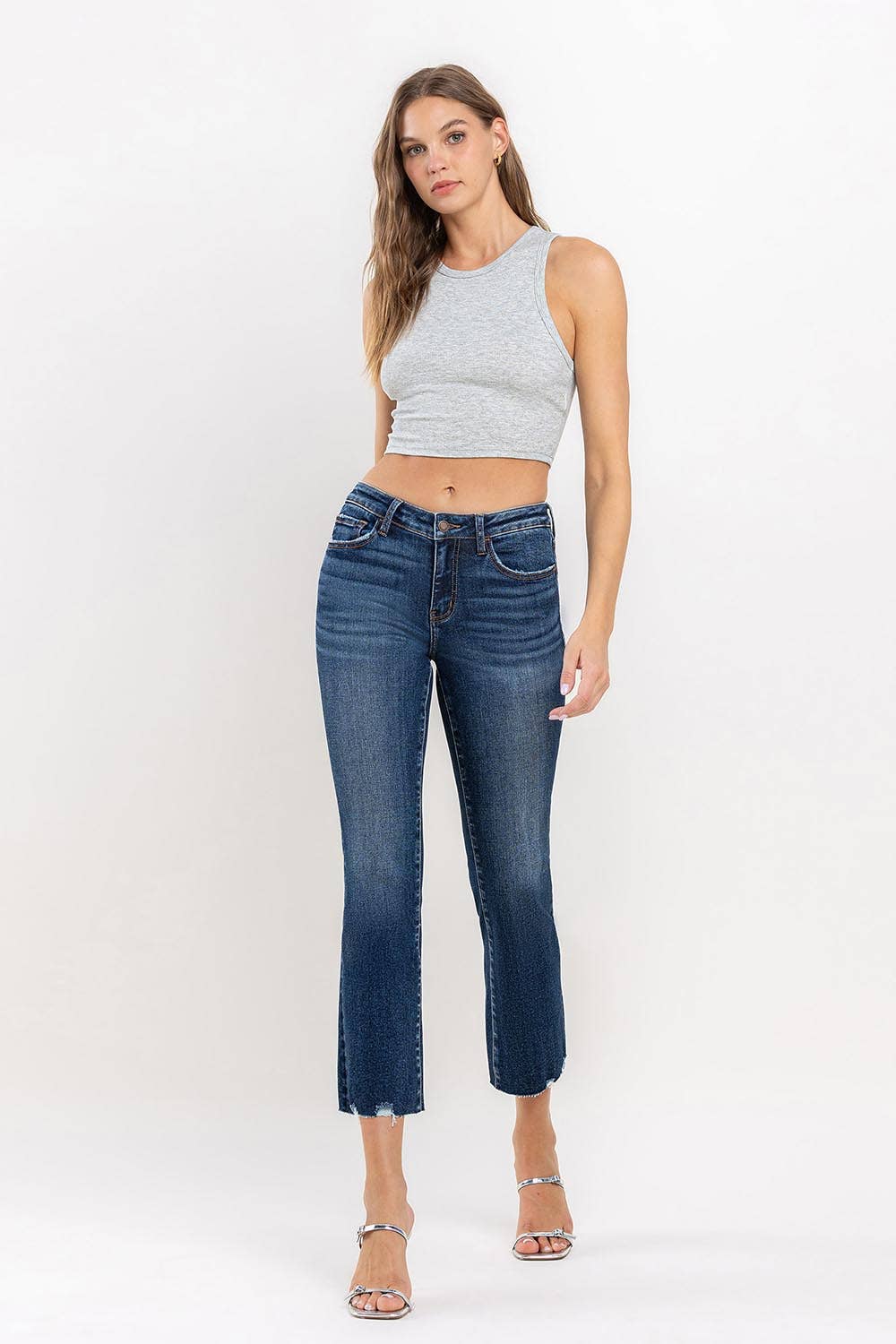 MID RISE CROPPED MINI BOOTCUT JEANS LV1223: PORTABLE / 26