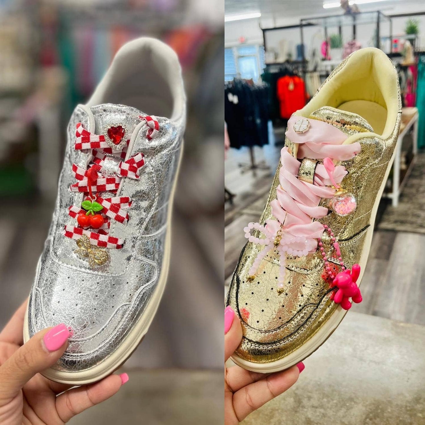 Shoe Charms Trendy Sneaker Jewels Shoelaces & Charm Set : Bows