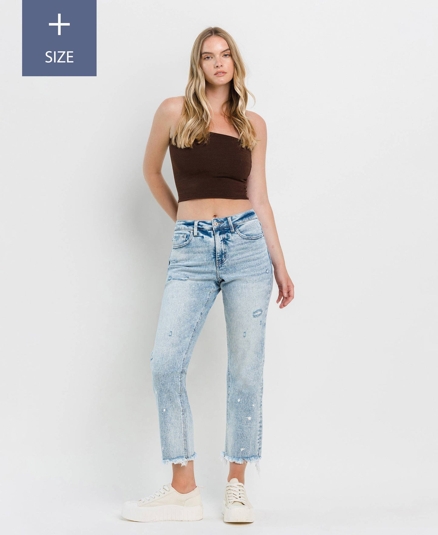 PLUS SIZE TUMMY CONTROL HIGH RISE STRAIGHT JEANS LV1295-P: DISCOVER ME / 16
