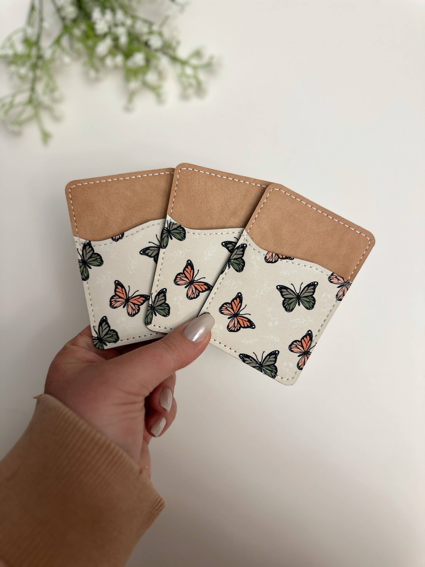 Phone Wallet, Card Holder, Stick on Phone Wallet,: #10 Neutral Bows