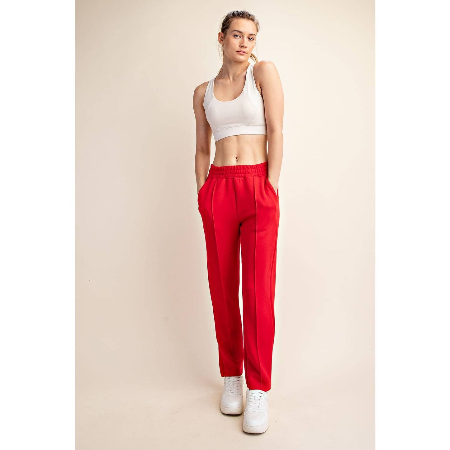 MODAL POLY SPAN SCUBA PINTUCK PANT: Mocha / S