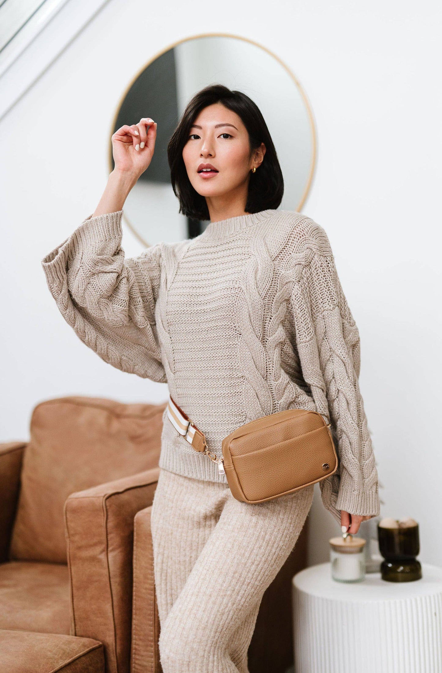 Willow Crossbody Belt Fanny Waist Sling Purse Bag: Light Camel