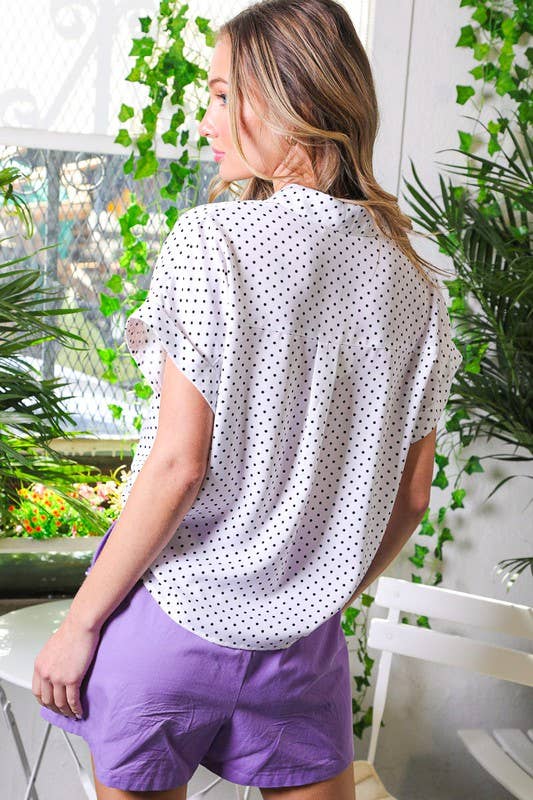 Short roll up sleeve pocket button-down shirt VT81376C: L / Taupe