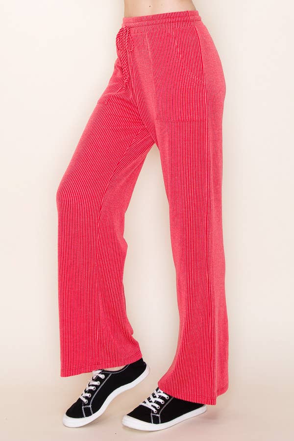 RIBBED PANTS WITH POCKETS: Charcoal / Medium