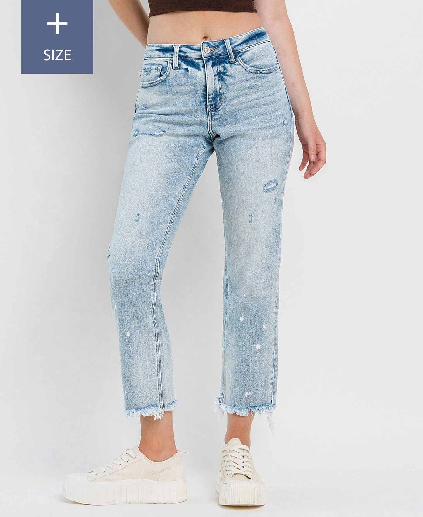 PLUS SIZE TUMMY CONTROL HIGH RISE STRAIGHT JEANS LV1295-P: DISCOVER ME / 16