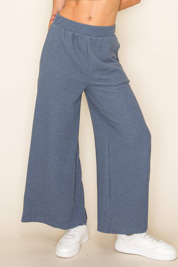 CLOUDY KNIT WIDE-LEGGED PANTS: Black / XL