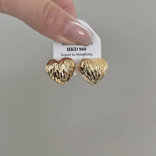 SEMI-CIRCLE THREE-DIMENSIONAL LOVE EARRINGS_CWAJE1298: GOLD / (OS) 2