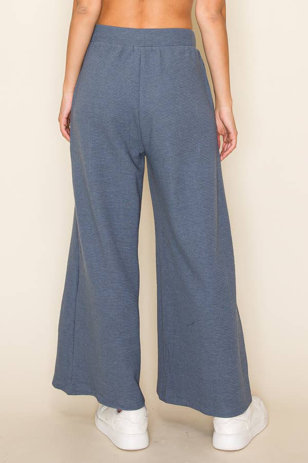 CLOUDY KNIT WIDE-LEGGED PANTS: Black / L