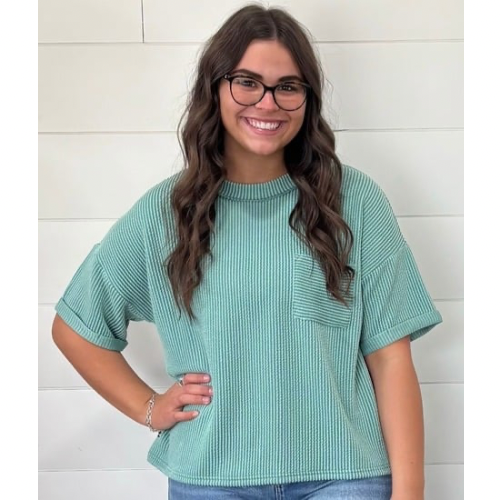 Ribbed Ease- Light Jade