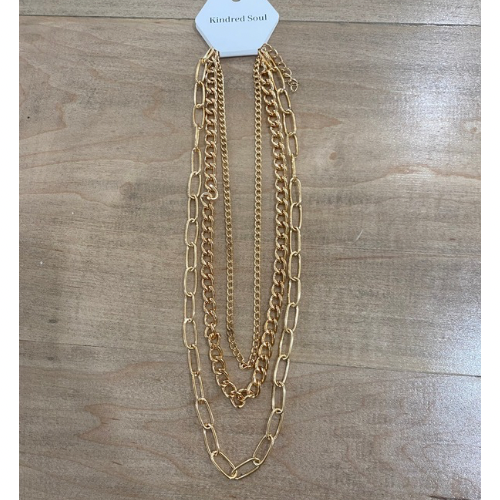 Gold chain link necklace set