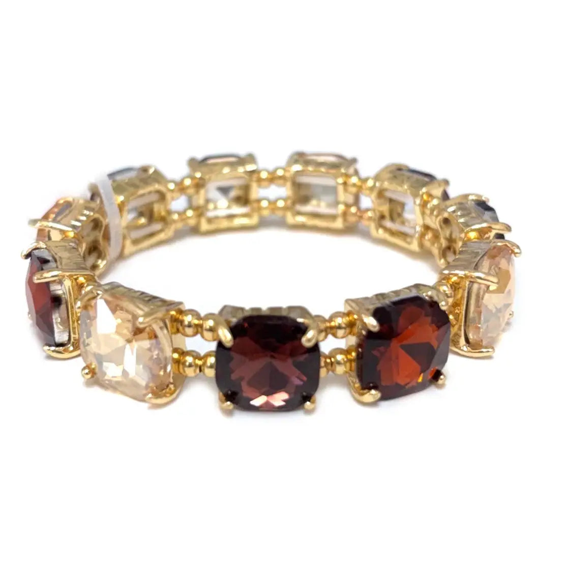 Brown Multi Square Stretch Bracelet