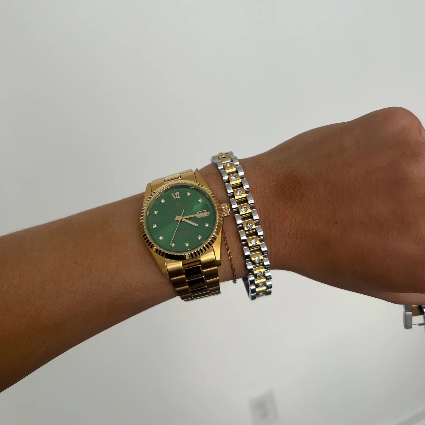 DIAMOND TWO TONED WATCH BAND BRACELET