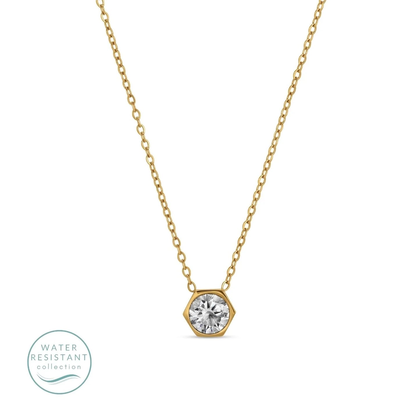Delicate Contemporary Faux Diamond Necklace - Water Resistant