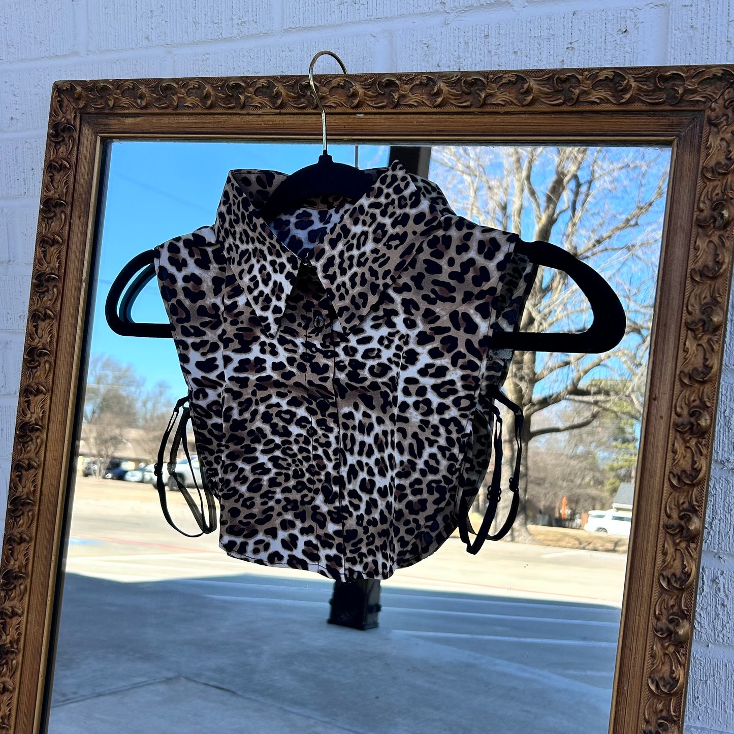 Leopard Print Faux Collar