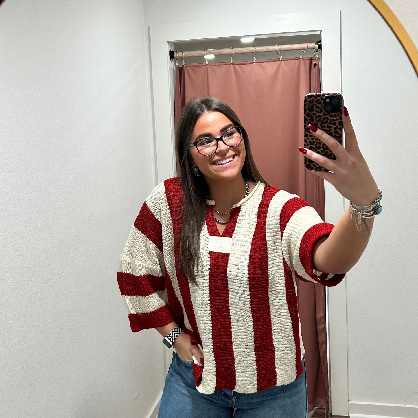 Scarlet & Cream Knit