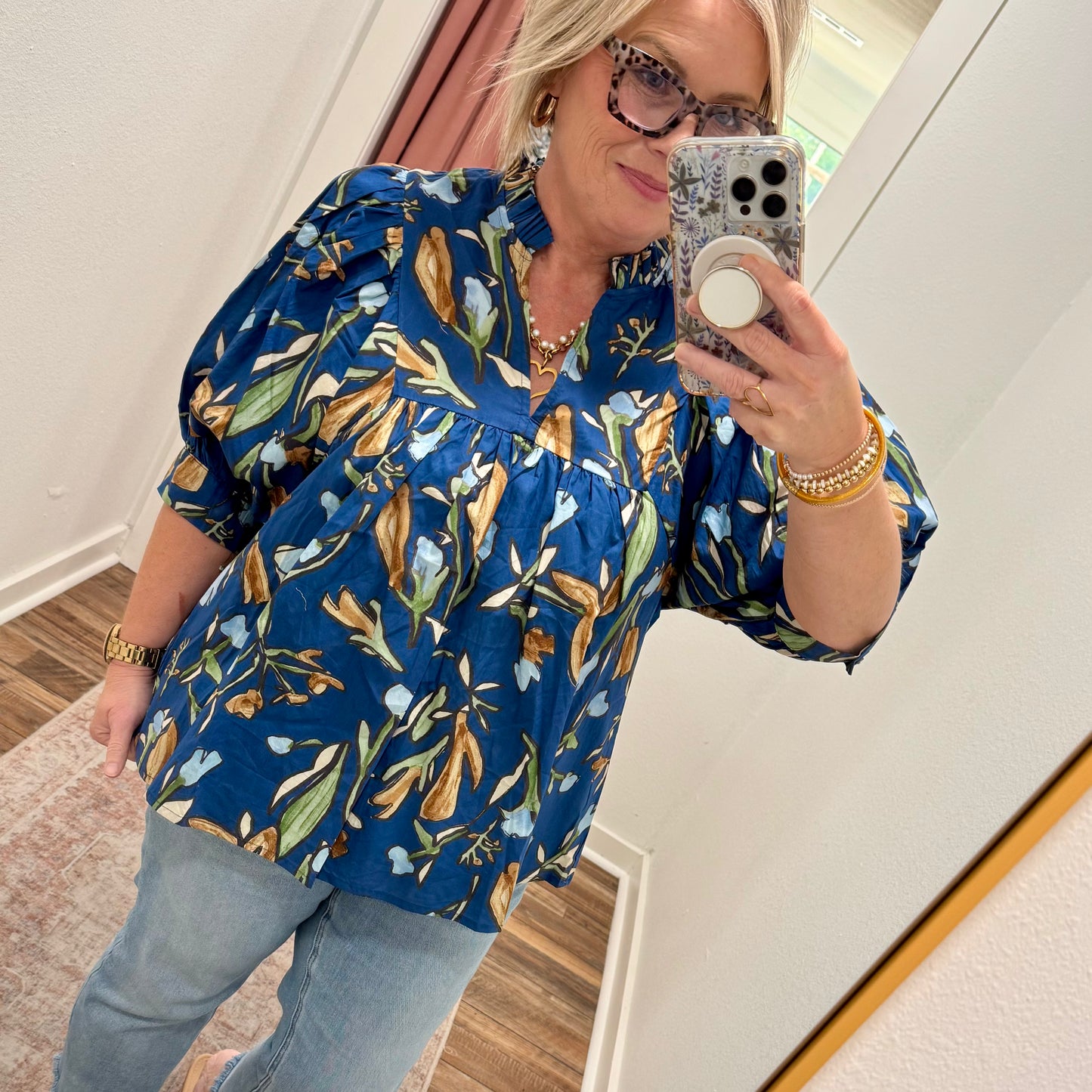 Floral Flirt Blouse/Midnight