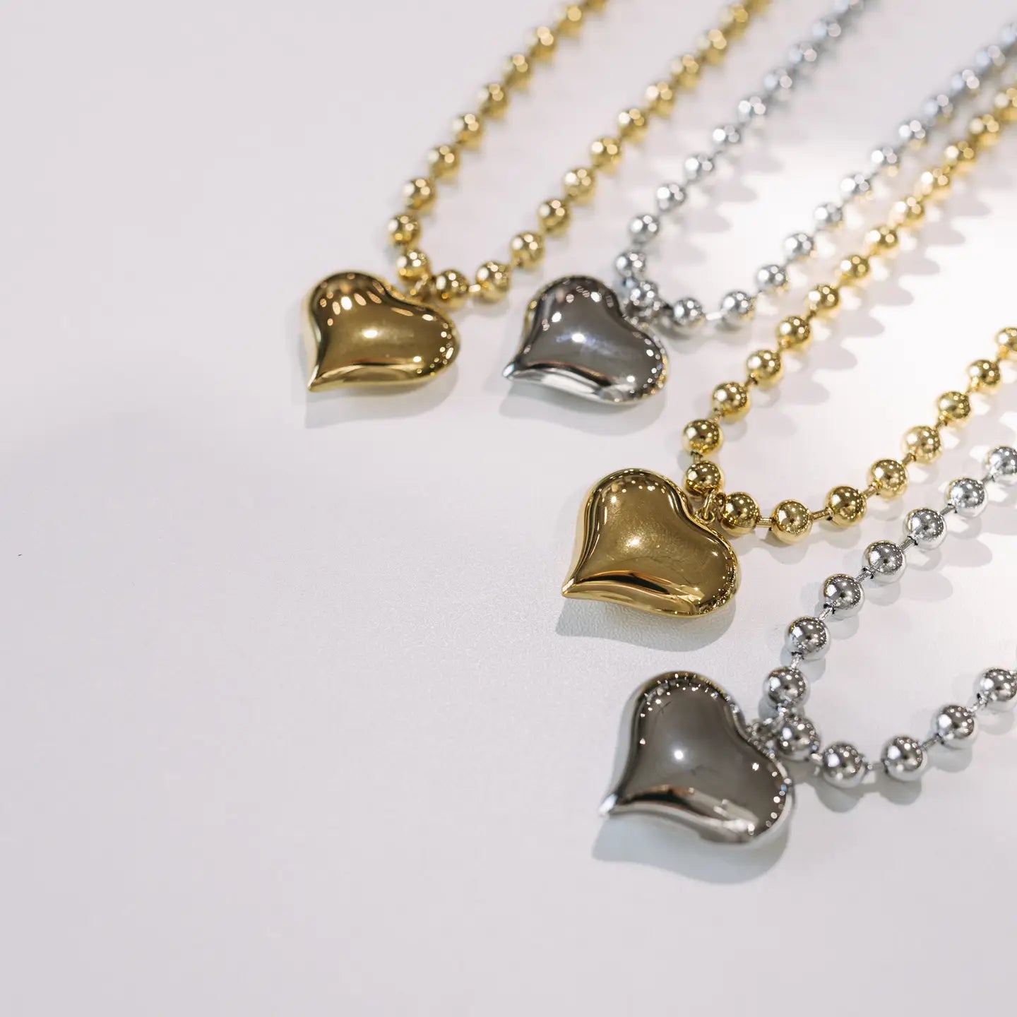 Heart Throb Beaded Necklace- Silver