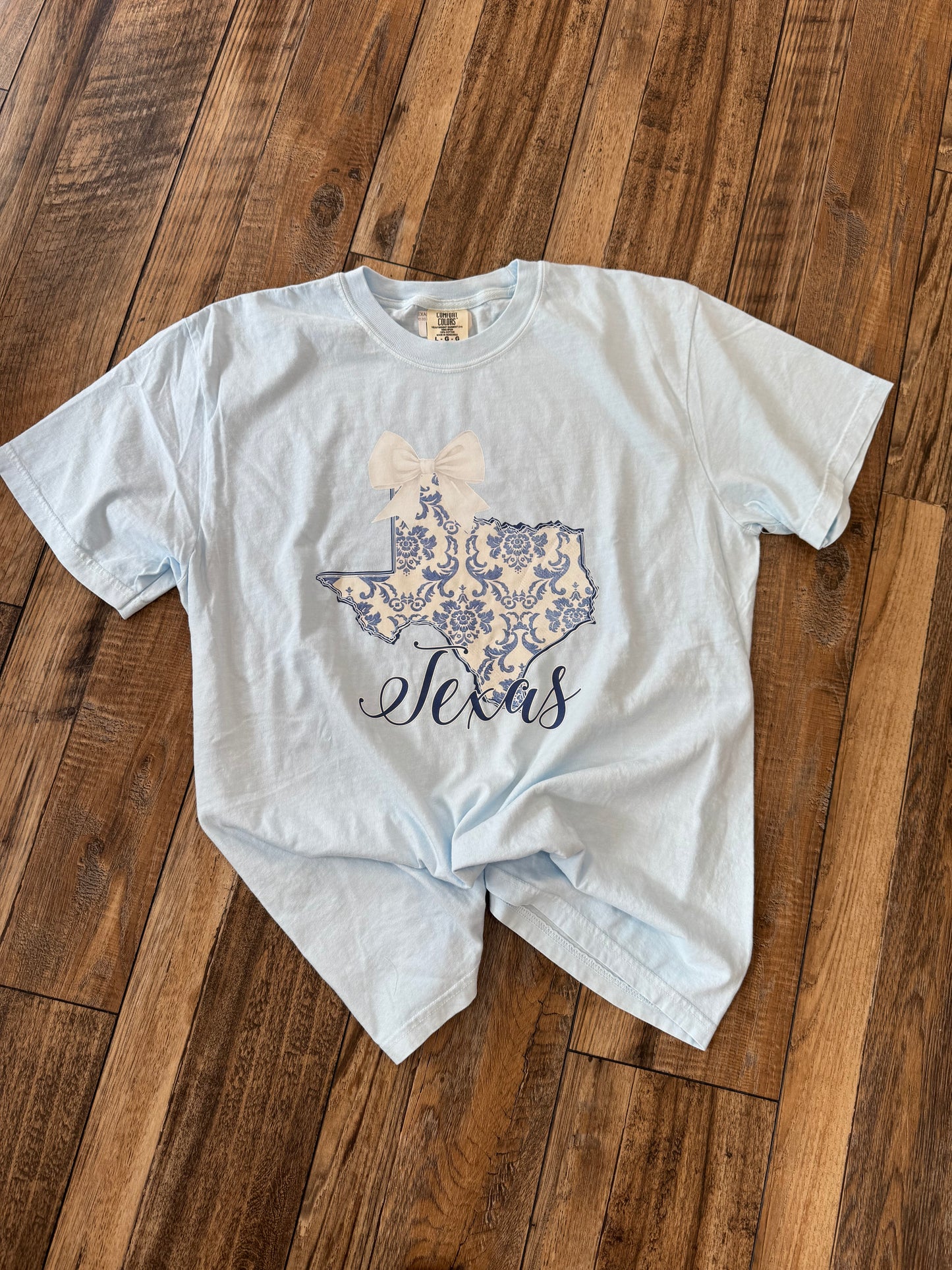 TEXAS BLUE /BOW T SHIRT