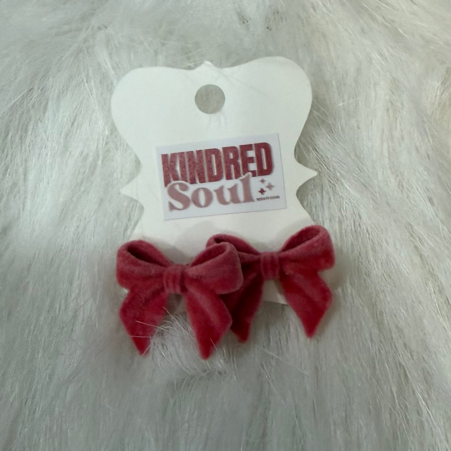 Pink Felt Bow Earrings