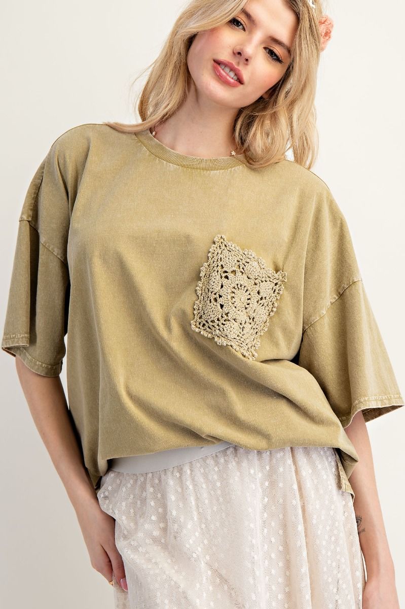 Pocket Drift Top- Faded Olive