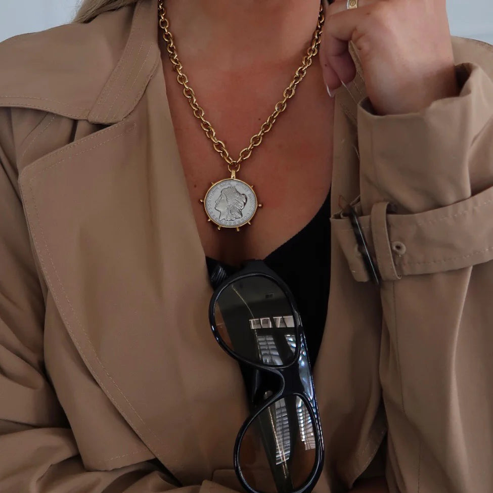 TWO TONED COIN NECKLACE