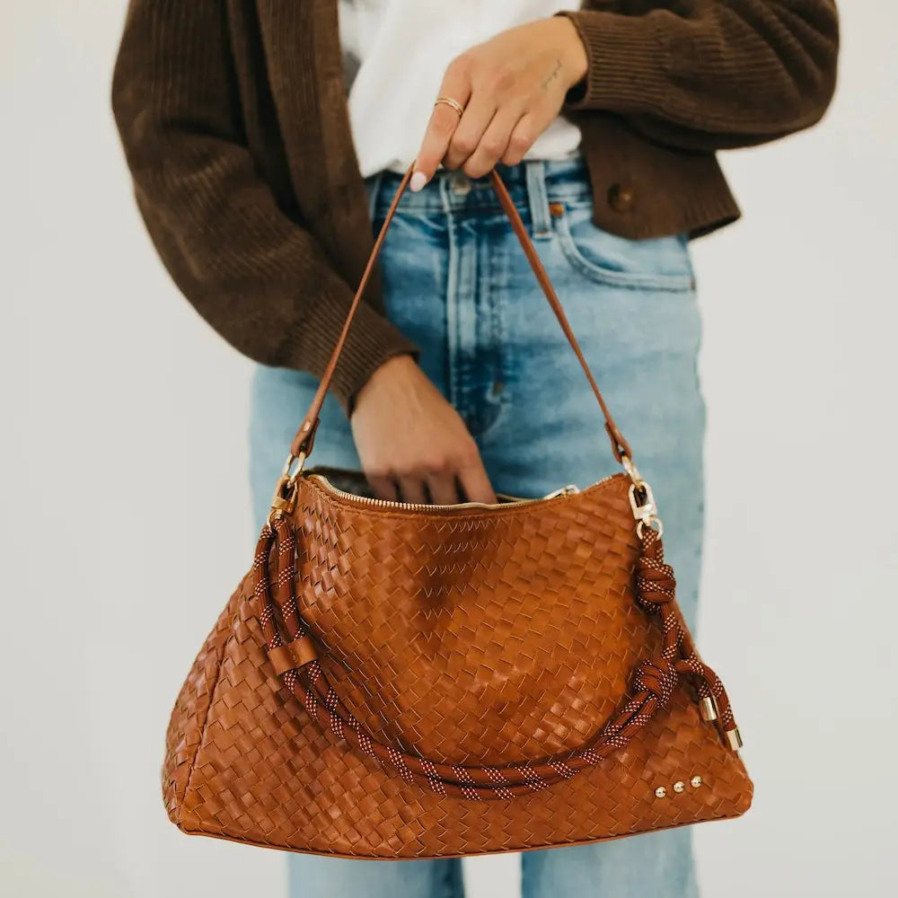 Woven Nikki Slouchy Shoulder Bag | Brown