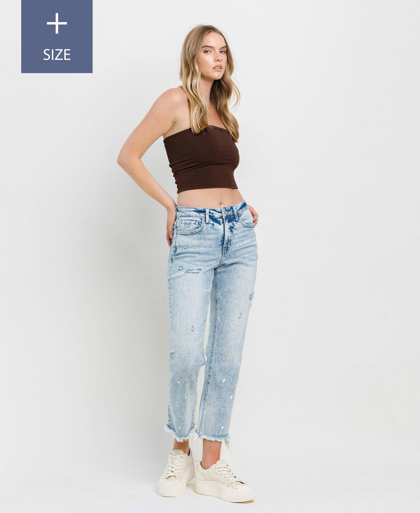 PLUS SIZE TUMMY CONTROL HIGH RISE STRAIGHT JEANS LV1295-P: DISCOVER ME / 16