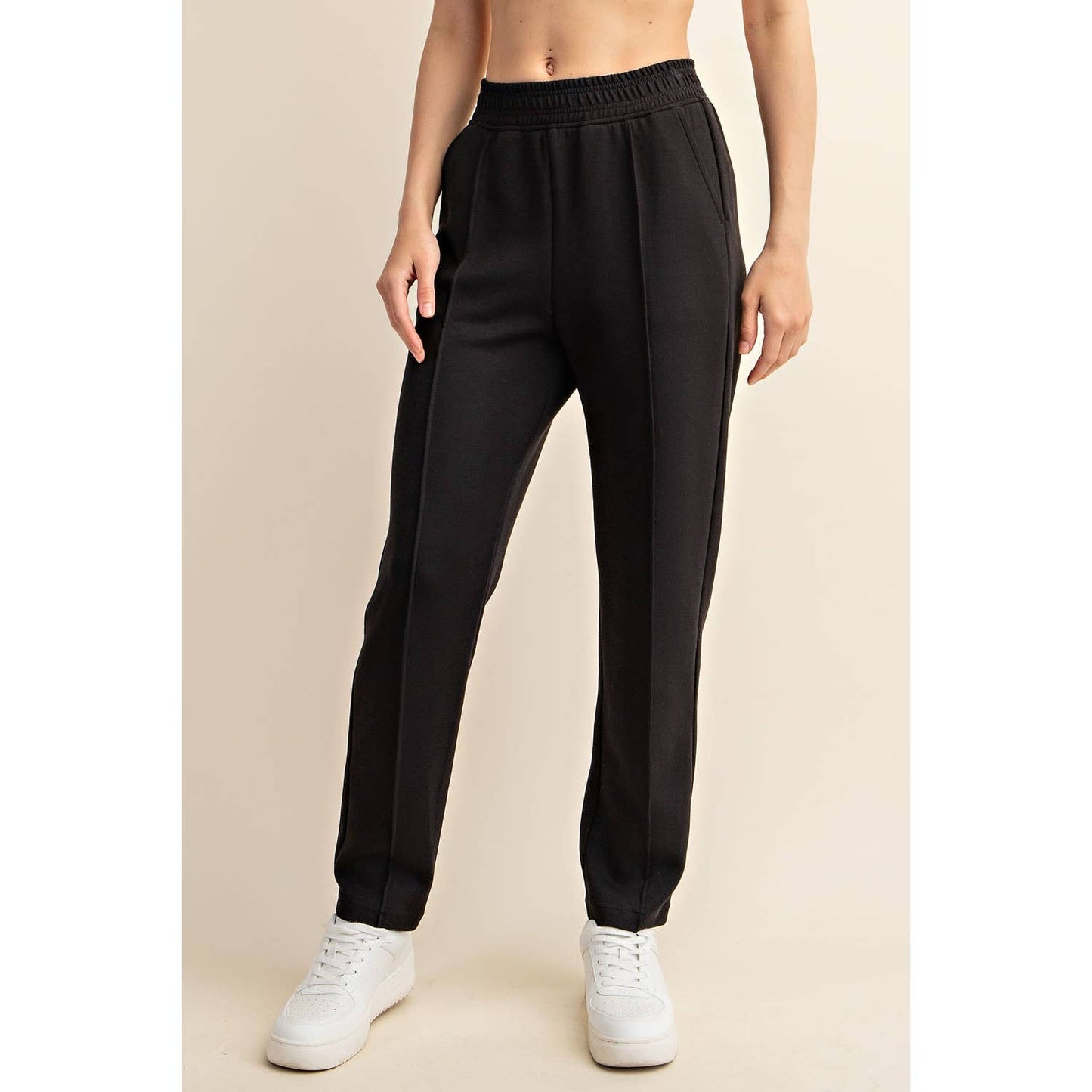MODAL POLY SPAN SCUBA PINTUCK PANT: Mocha / S